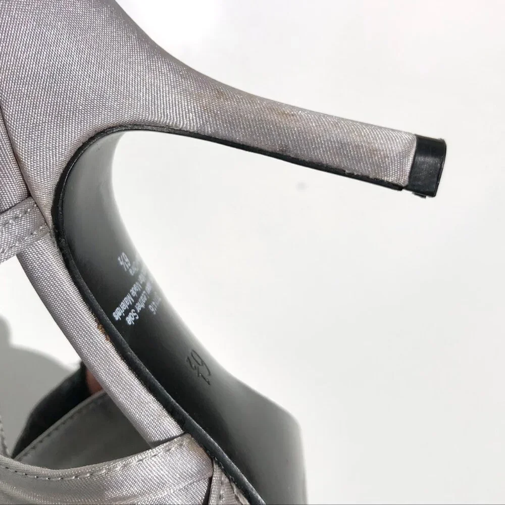 Lulu Townsend Romeo heels women size 6.5 strappy silver party evening wedding